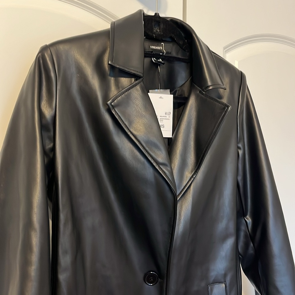 Forever21 Black Leather Coat